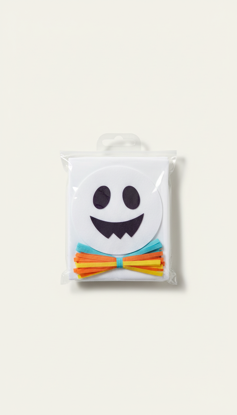 Kids' DIY ghost costume kit with fabric sheets