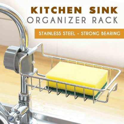 Rustproof Kitchen Sink Organizer Rack – Sponge, Soap & Brush Holder