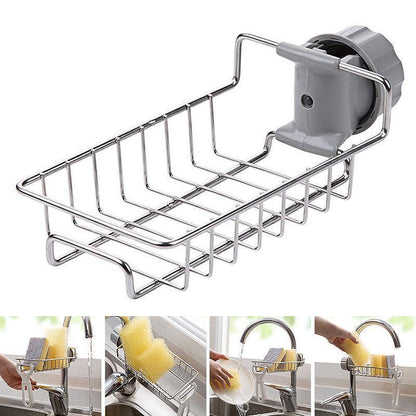 Rustproof Kitchen Sink Organizer Rack – Sponge, Soap & Brush Holder