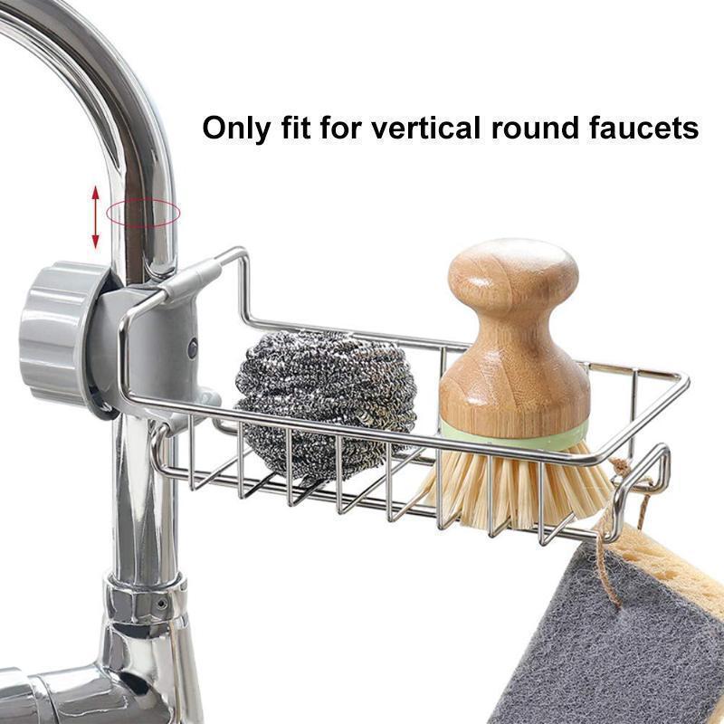 Rustproof Kitchen Sink Organizer Rack – Sponge, Soap & Brush Holder