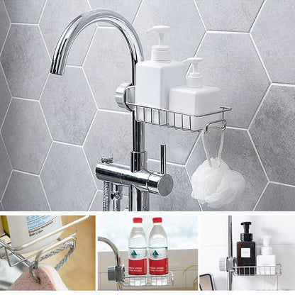 Rustproof Kitchen Sink Organizer Rack – Sponge, Soap & Brush Holder