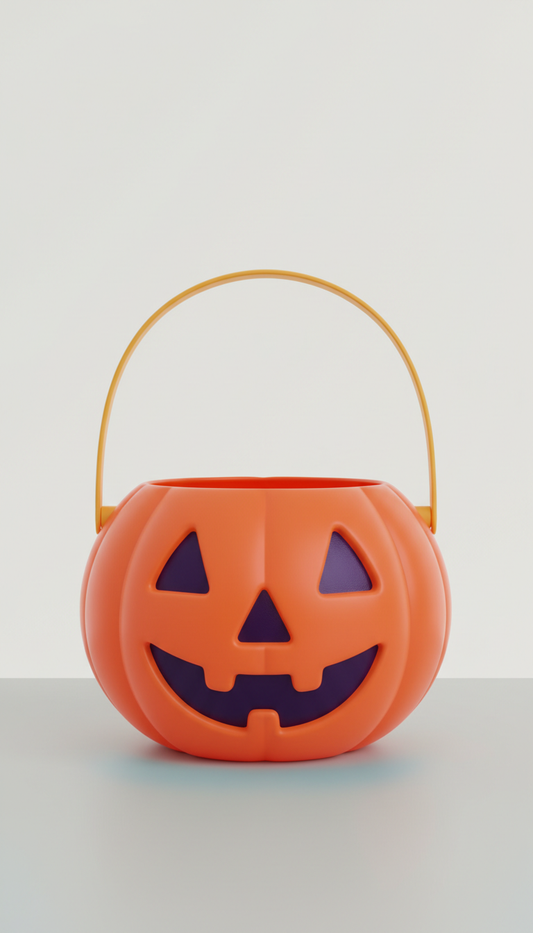 Jack-o'-lantern candy bucket with handle